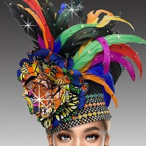 Beloved Millinery Couture Tribal  Dramatic Sculpted Feathers Flowers Jewels
